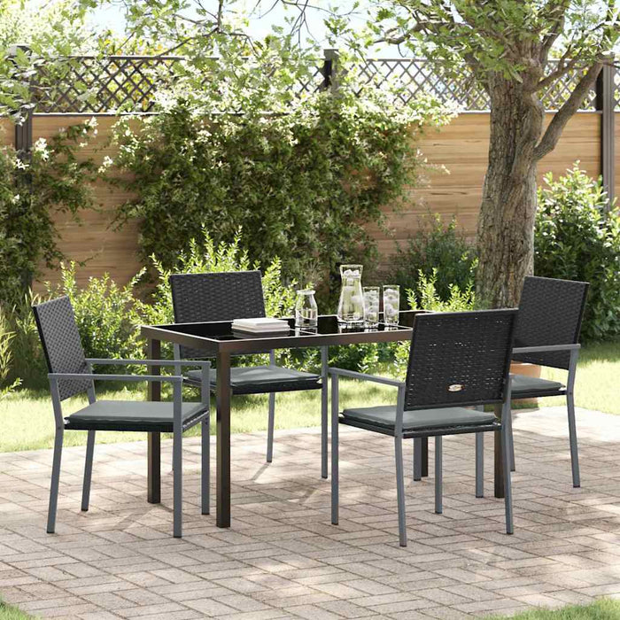 Set da Pranzo per Giardino 5 pcs Nero Poly Rattan 3379074