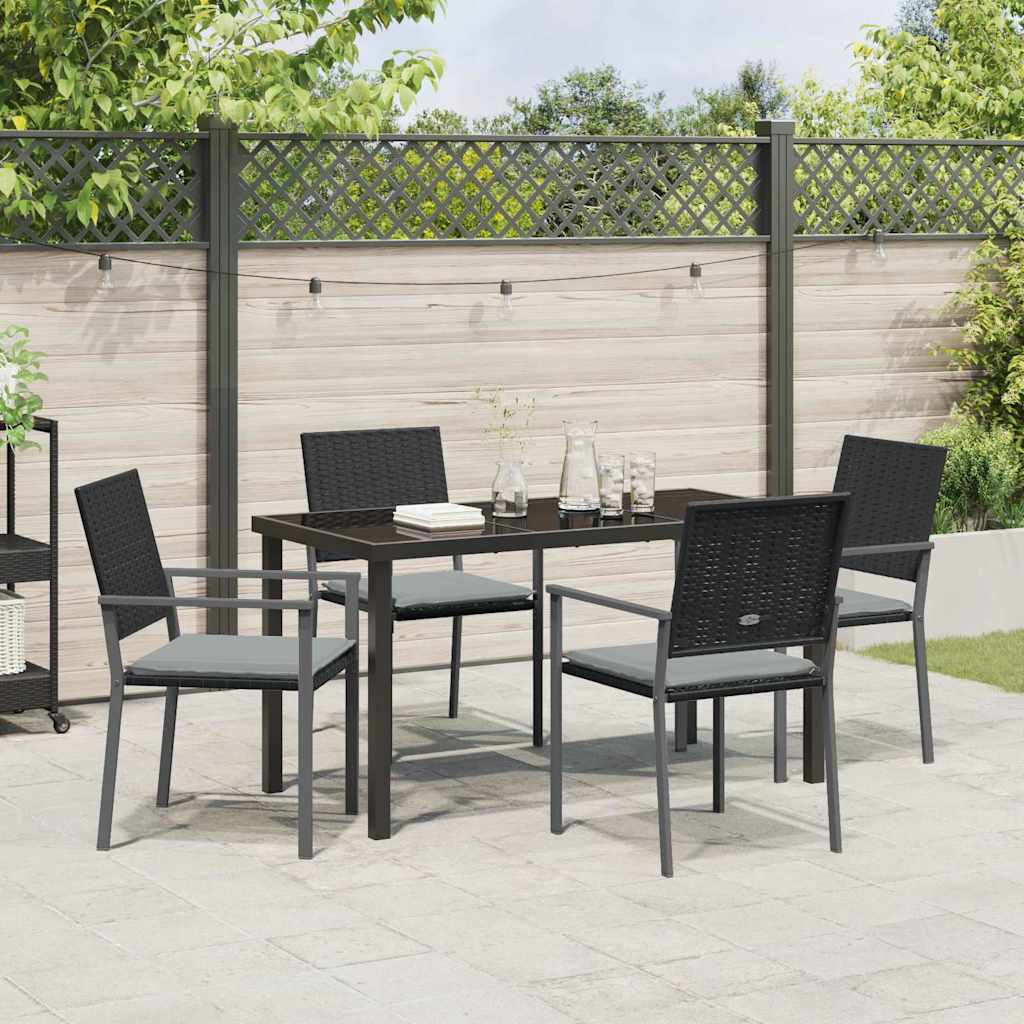 Set da Pranzo per Giardino 5 pcs Nero Poly Rattan 3379074