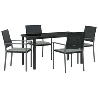 Set da Pranzo per Giardino 5 pcs Nero Poly Rattan 3379074