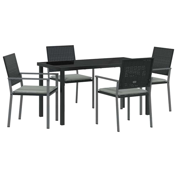 Set da Pranzo per Giardino 5 pcs Nero Poly Rattan 3379074
