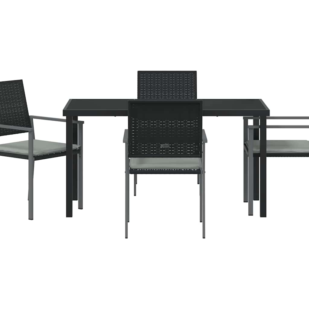 Set da Pranzo per Giardino 5 pcs Nero Poly Rattan 3379074
