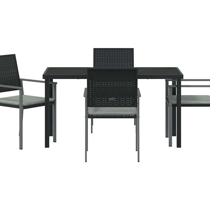 Set da Pranzo per Giardino 5 pcs Nero Poly Rattan 3379074