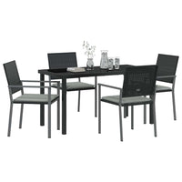 Set da Pranzo per Giardino 5 pcs Nero Poly Rattan 3379074
