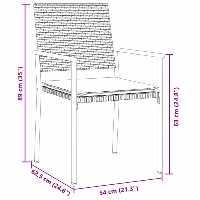Set da Pranzo per Giardino 5 pcs Nero Poly Rattan 3379074