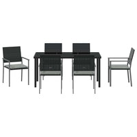 Set da Pranzo per Giardino 7 pcs Nero Poly Rattan 3379076