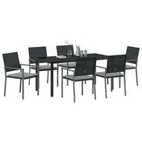 Set da Pranzo per Giardino 7 pcs Nero Poly Rattan 3379076