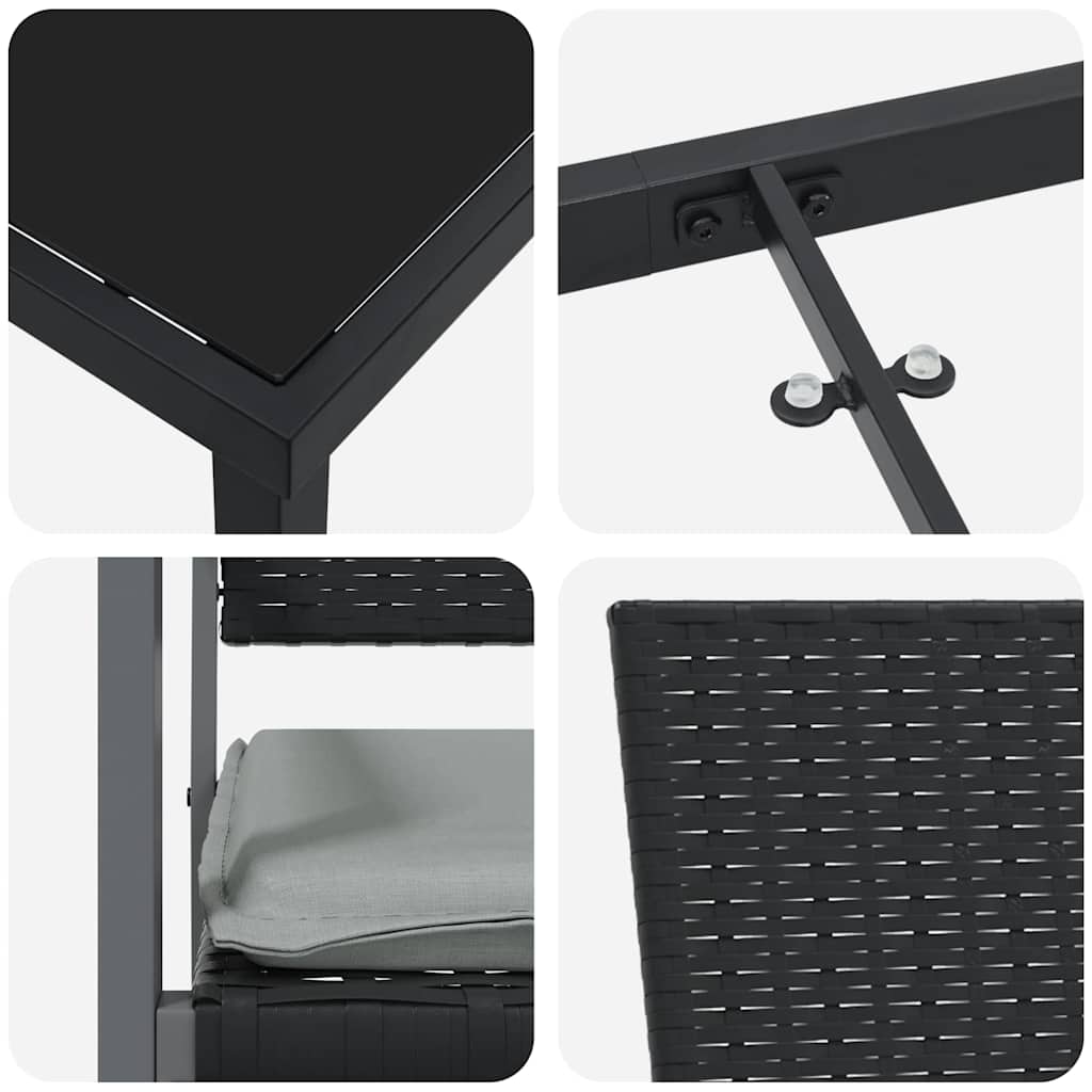 Set da Pranzo per Giardino 9 pcs Nero Poly Rattan 3379078