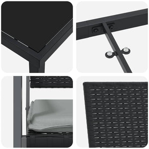 Set da Pranzo per Giardino 9 pcs Nero Poly Rattan 3379078