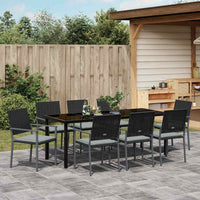 Set da Pranzo per Giardino 9 pcs Nero Poly Rattan 3379078