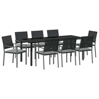 Set da Pranzo per Giardino 9 pcs Nero Poly Rattan 3379078