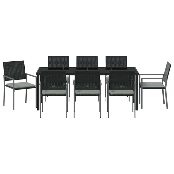 Set da Pranzo per Giardino 9 pcs Nero Poly Rattan 3379078