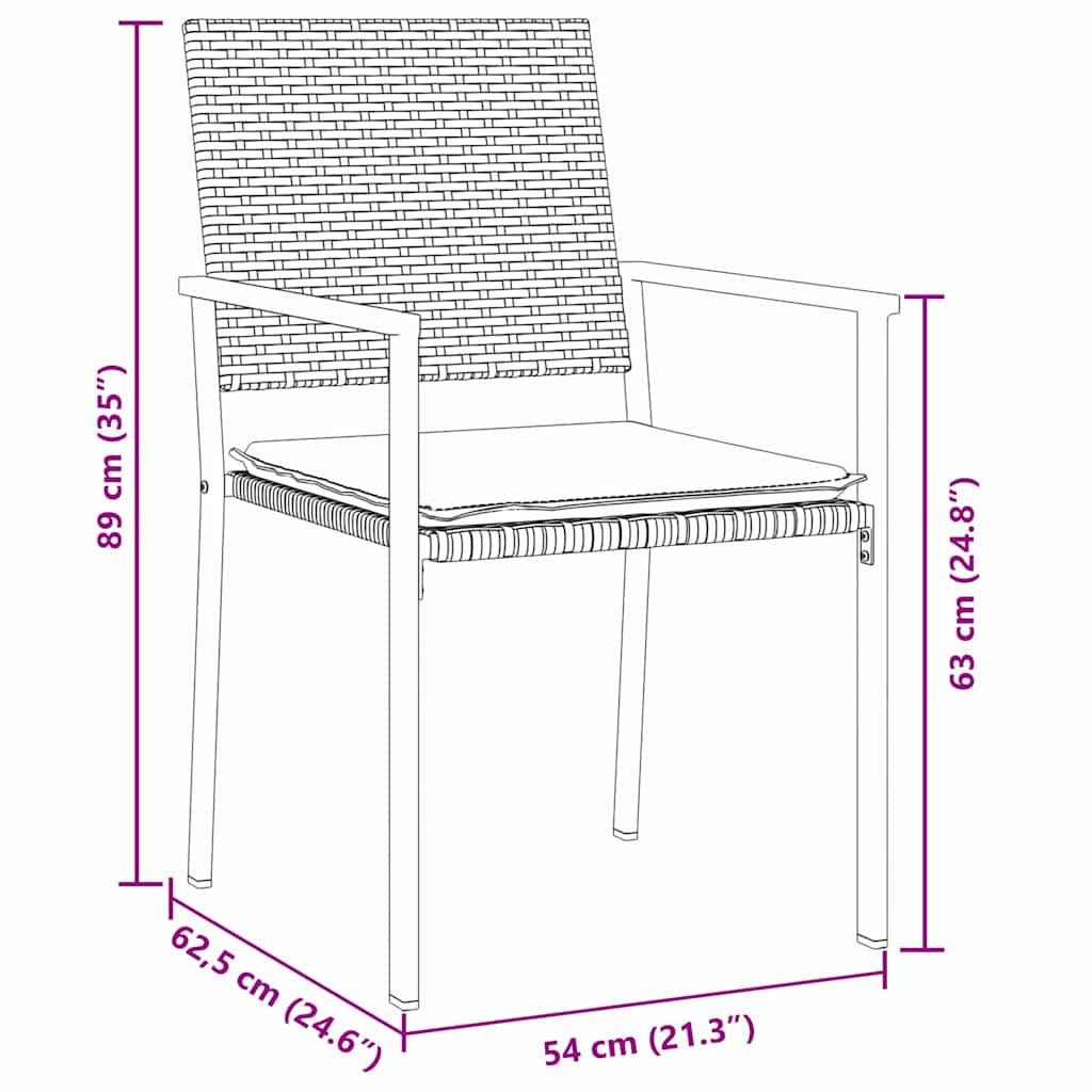 Set da Pranzo per Giardino 9 pcs Nero Poly Rattan 3379078