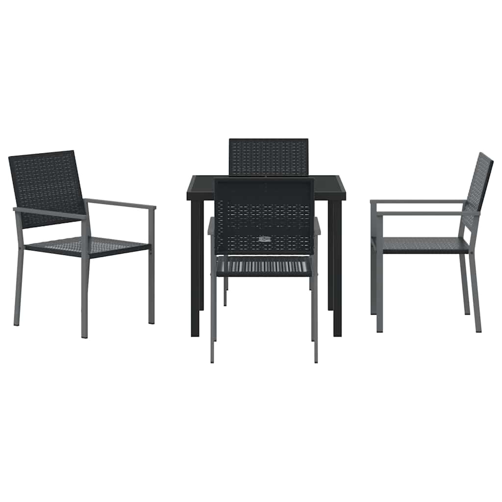 Set da Pranzo per Giardino 5 pcs Nero Poly Rattan 3379080