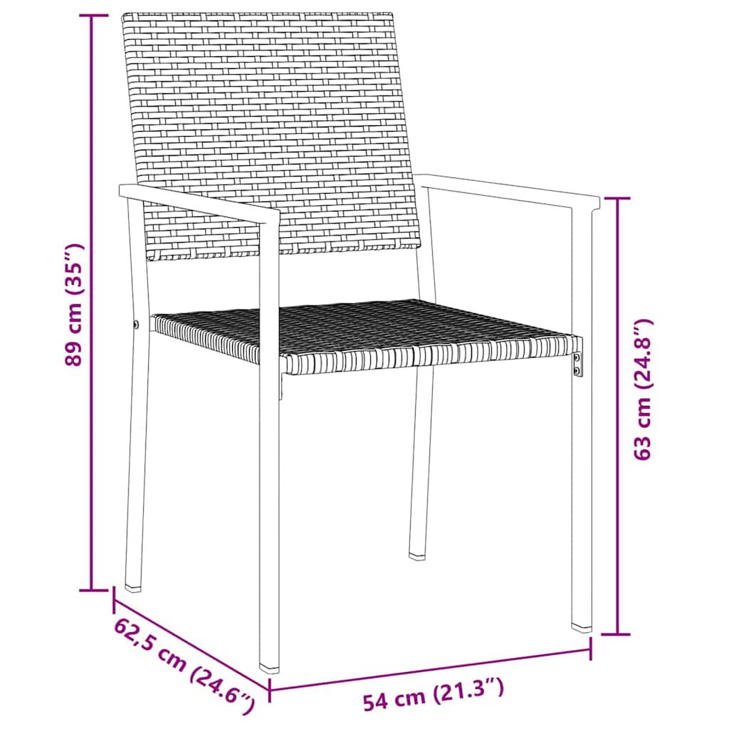 Set da Pranzo per Giardino 5 pcs Nero Poly Rattan 3379080