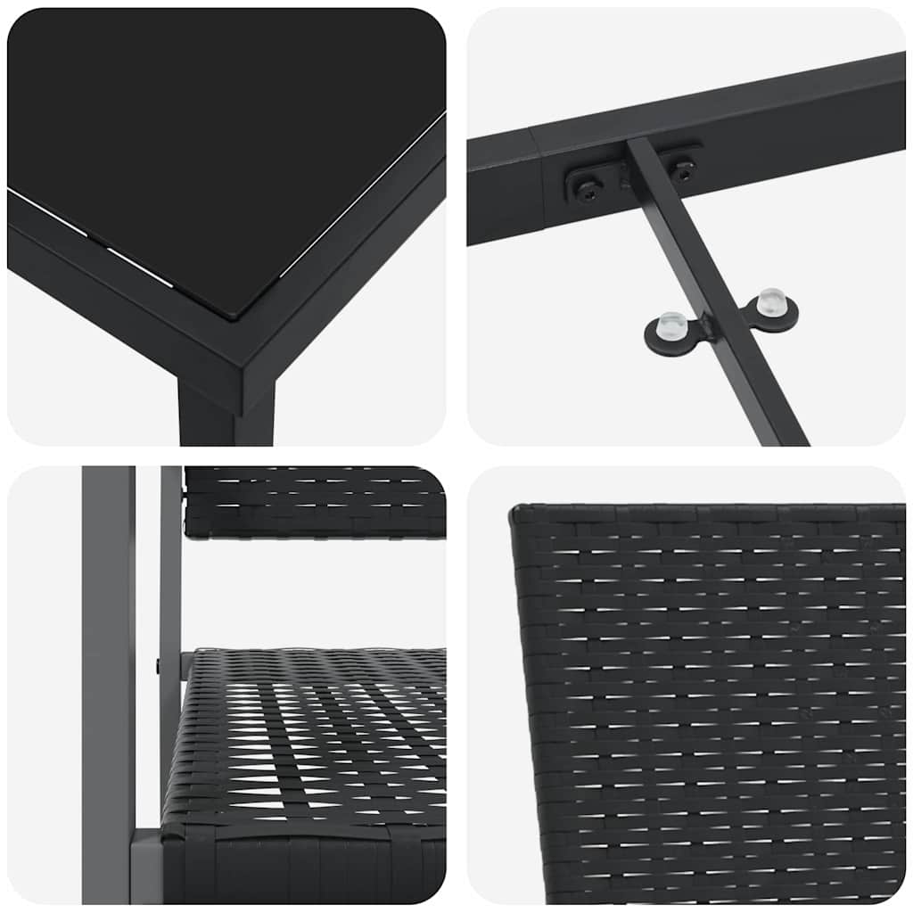 Set da Pranzo per Giardino 5 pcs Nero Poly Rattan 3379081