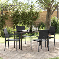 Set da Pranzo per Giardino 5 pcs Nero Poly Rattan 3379081