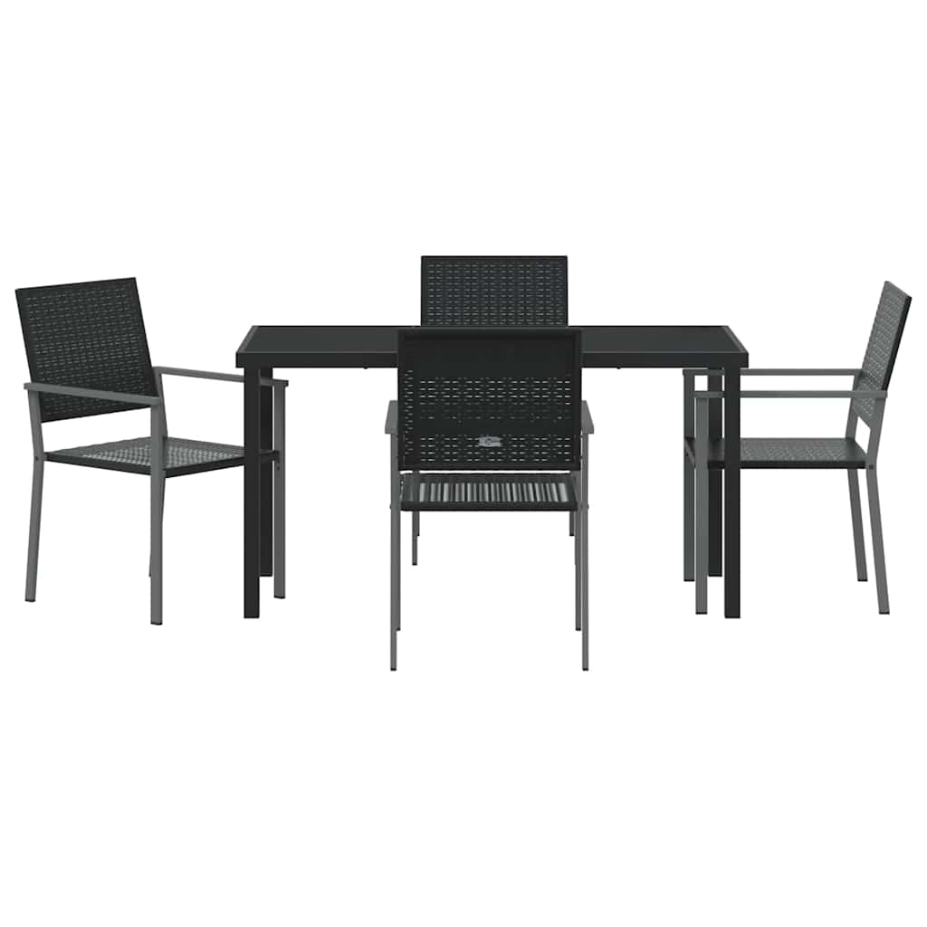 Set da Pranzo per Giardino 5 pcs Nero Poly Rattan 3379081