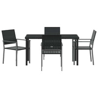 Set da Pranzo per Giardino 5 pcs Nero Poly Rattan 3379081