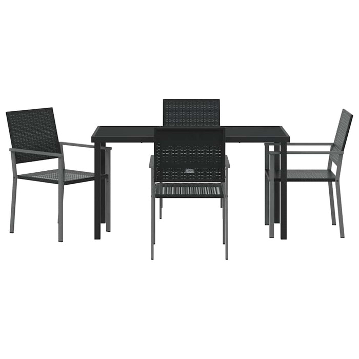 Set da Pranzo per Giardino 5 pcs Nero Poly Rattan 3379081