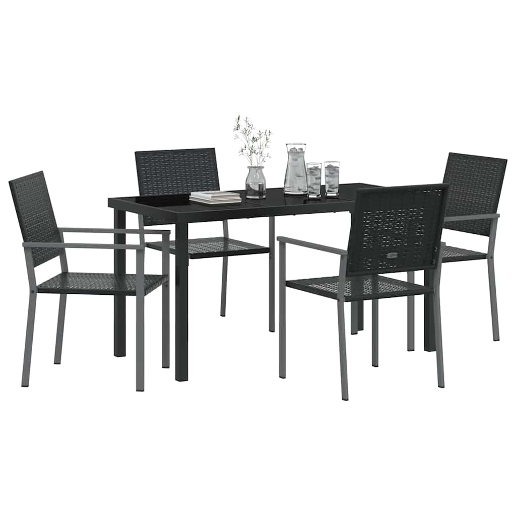 Set da Pranzo per Giardino 5 pcs Nero Poly Rattan 3379081