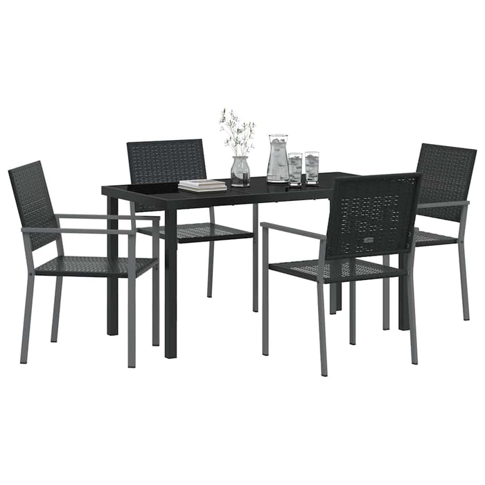 Set da Pranzo per Giardino 5 pcs Nero Poly Rattan 3379081