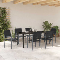Set da Pranzo per Giardino 7 pcs Nero Poly Rattan 3379083