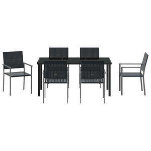Set da Pranzo per Giardino 7 pcs Nero Poly Rattan 3379083