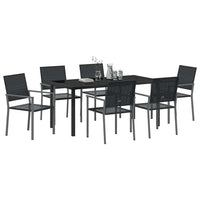 Set da Pranzo per Giardino 7 pcs Nero Poly Rattan 3379083