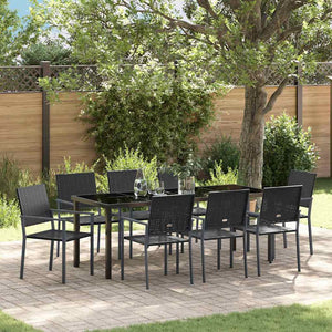 Set da Pranzo per Giardino 9 pcs Nero Poly Rattan 3379085