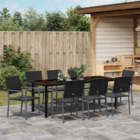 Set da Pranzo per Giardino 9 pcs Nero Poly Rattan 3379085