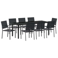 Set da Pranzo per Giardino 9 pcs Nero Poly Rattan 3379085