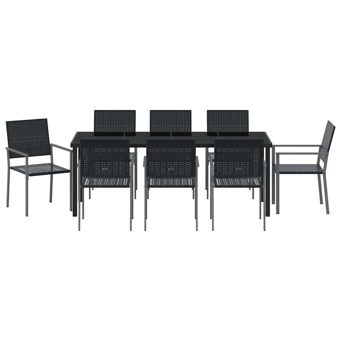 Set da Pranzo per Giardino 9 pcs Nero Poly Rattan 3379085