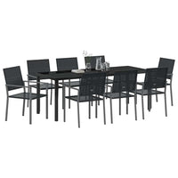 Set da Pranzo per Giardino 9 pcs Nero Poly Rattan 3379085