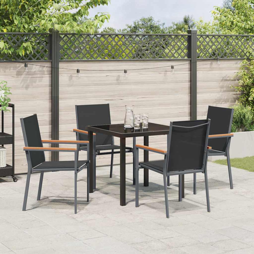 Set da pranzo da giardino 5 pezzi  Nero in Textilene e Acciaio 3379087