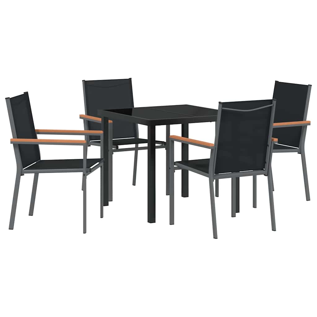 Set da pranzo da giardino 5 pezzi  Nero in Textilene e Acciaio 3379087