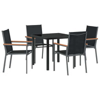Set da pranzo da giardino 5 pezzi  Nero in Textilene e Acciaio 3379087
