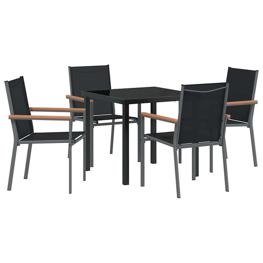 Set da pranzo da giardino 5 pezzi  Nero in Textilene e Acciaio 3379087