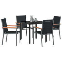Set da pranzo da giardino 5 pezzi  Nero in Textilene e Acciaio 3379087