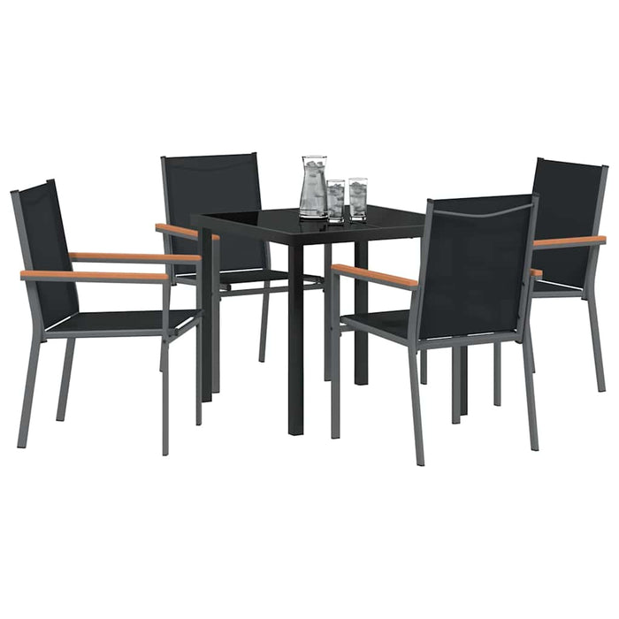 Set da pranzo da giardino 5 pezzi  Nero in Textilene e Acciaio 3379087