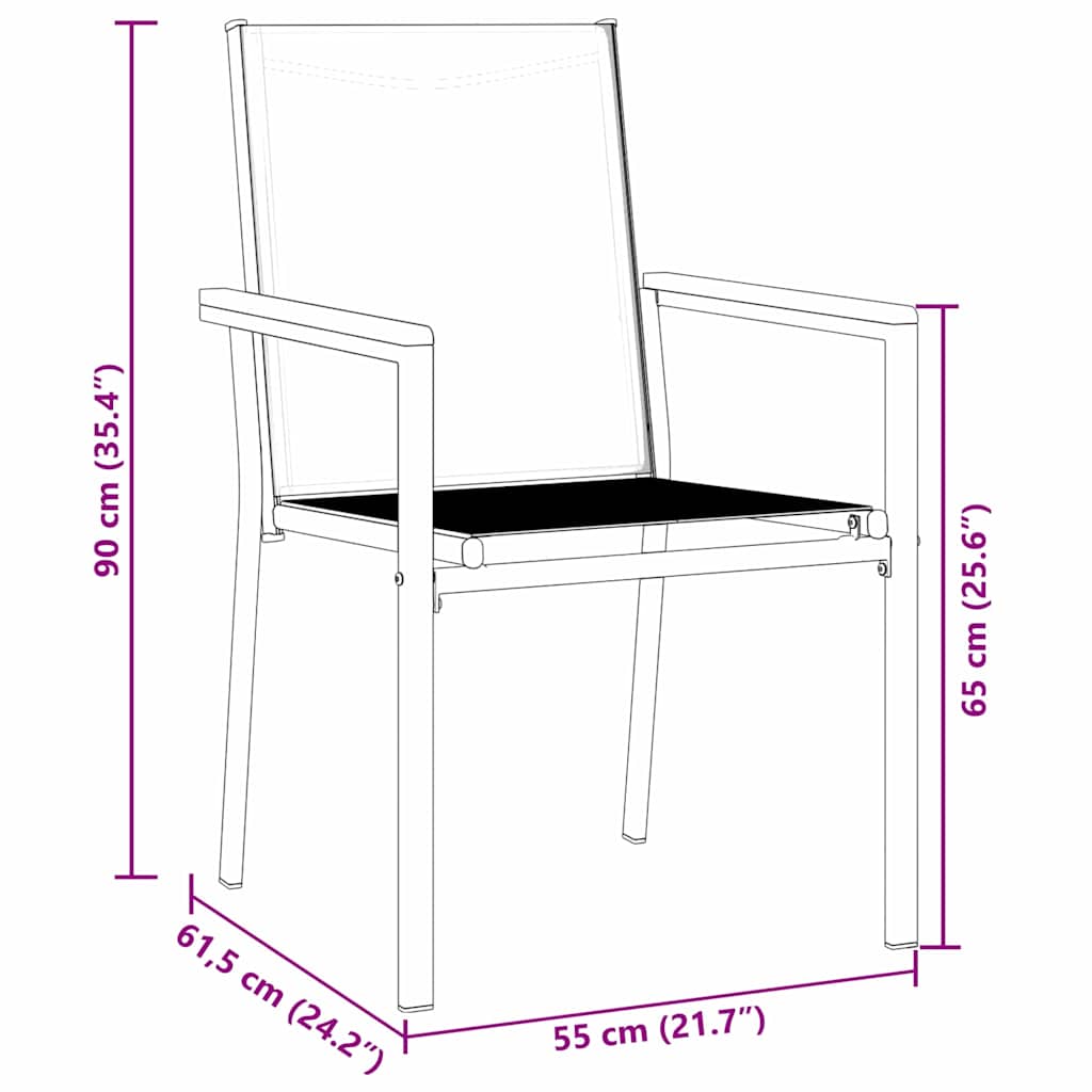 Set da pranzo da giardino 5 pezzi  Nero in Textilene e Acciaio 3379087