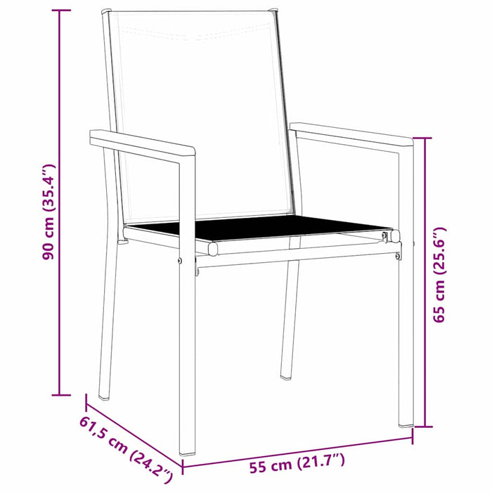 Set da pranzo da giardino 5 pezzi  Nero in Textilene e Acciaio 3379087