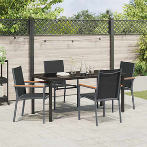 Set da pranzo da giardino 5 pezzi  in acciaio e Textilene nero 3379089