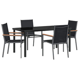 Set da pranzo da giardino 5 pezzi  in acciaio e Textilene nero 3379089