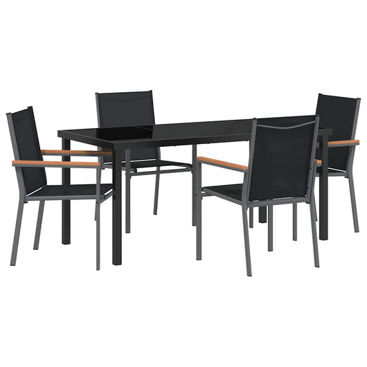 Set da pranzo da giardino 5 pezzi  in acciaio e Textilene nero 3379089