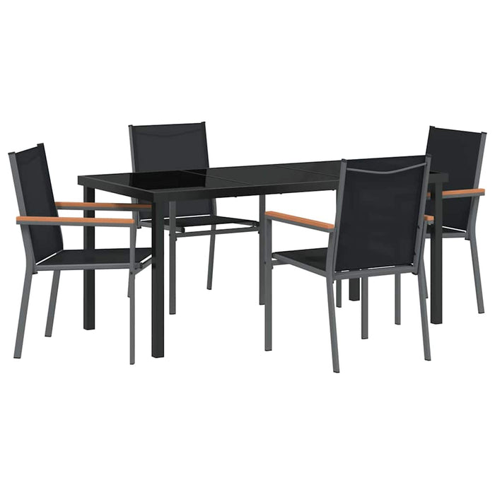 Set da pranzo da giardino 5 pezzi  in acciaio e Textilene nero 3379089