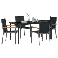 Set da pranzo da giardino 5 pezzi  in acciaio e Textilene nero 3379089