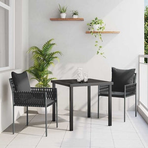 Set da Pranzo per Giardino 3 pcs Nero Poly Rattan 3379100
