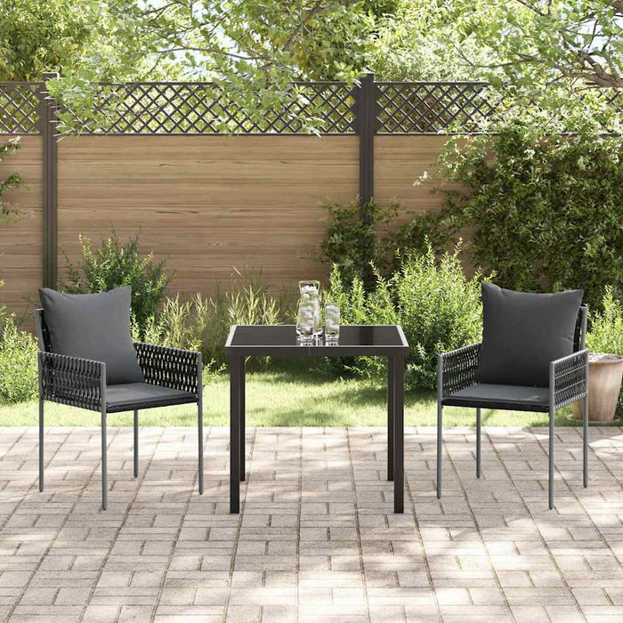 Set da Pranzo per Giardino 3 pcs Nero Poly Rattan 3379100
