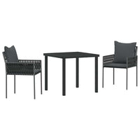Set da Pranzo per Giardino 3 pcs Nero Poly Rattan 3379100
