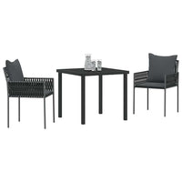 Set da Pranzo per Giardino 3 pcs Nero Poly Rattan 3379100